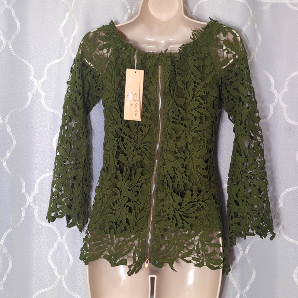 Fairycore Olive/Moss Green Layered Top - Picture 6 of 9